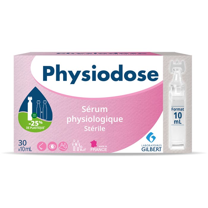 Sérum Physiologique Stérile, 30 unidoses de 10ml Gilbert