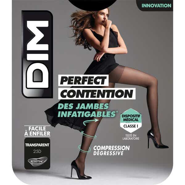 PERFECT CONTENTION Collant de Contention Noir Transparent 25D Taille 4
